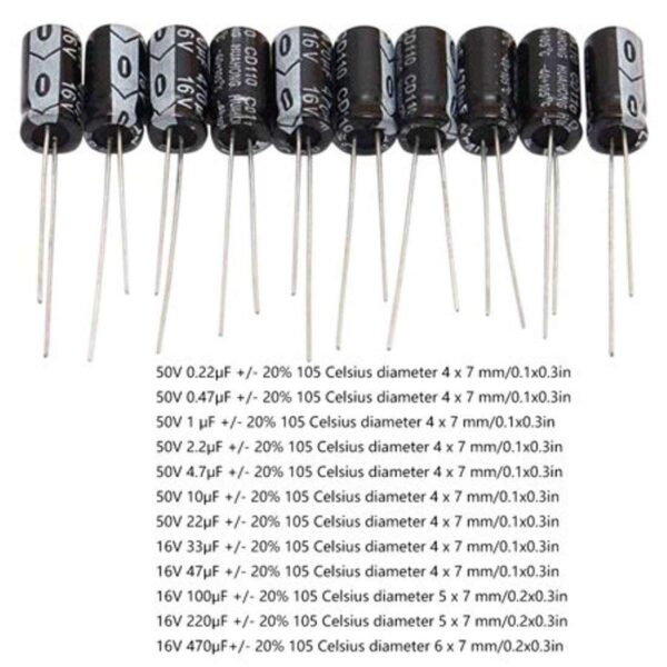 120pcs Aluminum electrolytic capacitor kit