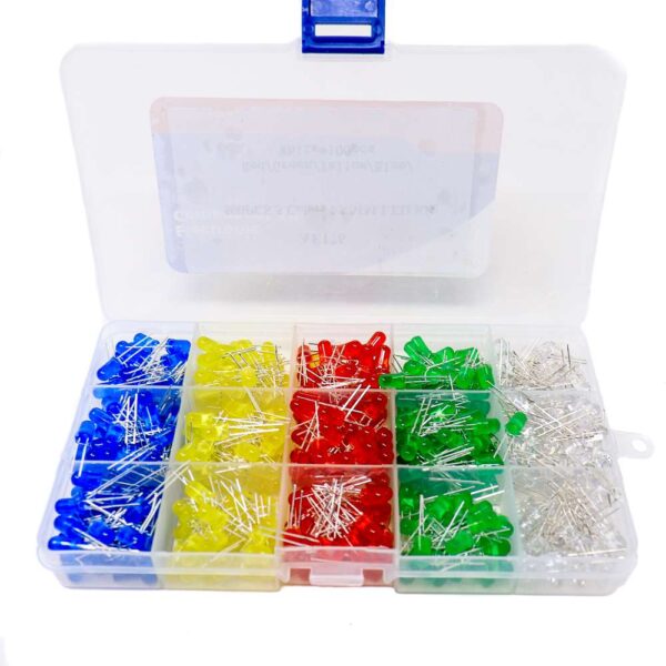 500Pcs 5 Colors 5mm LED Kit (Red/Green/Yellow/Blue/White x 100pcs）