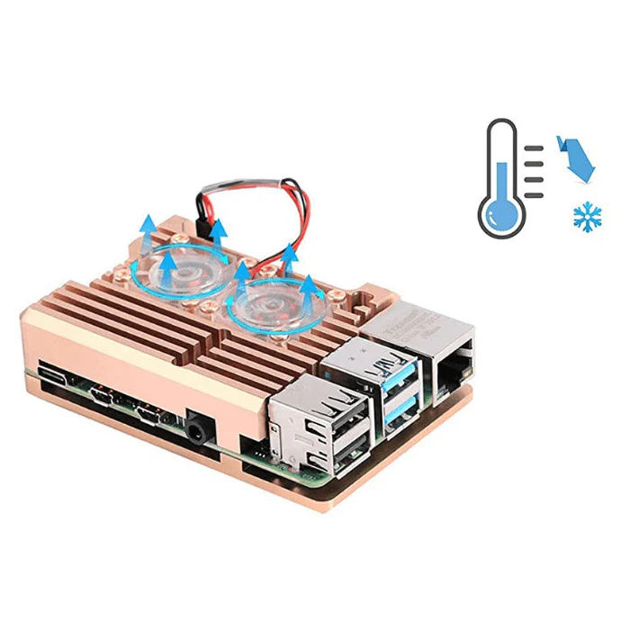 Metal Case with Double Fan for Raspberry PI 4